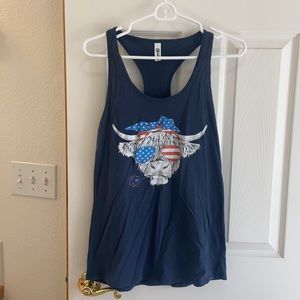 4th of July cow Razorback tank top. Custom made